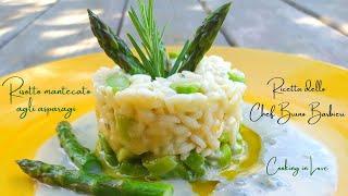 Risotto mantecato agli asparagi. ricetta dello Chef Bruno Barbieri