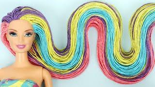 AMAZING DRESS and HAIRSTYLE 2020 Edition ~ DIY Barbie Hacks; Long Hair Rainbow, Clothes and Shoes!!!