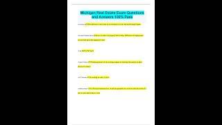 Michigan Real Estate Exam Questions and Answers 100% Pass