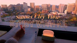 1.5 STUDY WITH ME at City Sunset | Pomodoro 25/5 | Fireplace sounds 