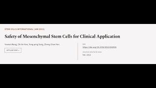 Safety of Mesenchymal Stem Cells for Clinical Application | RTCL.TV