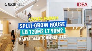 Split-Grow House, Rumah Hemat Energi dengan Rekayasa Lantai di Lahan 90m2 Karya Delution Architect