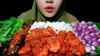 SEENAK ITU..!! UDANG BALADO PEDAS LALAPAN BAWANG MENTAH || ASMR INDONESIA