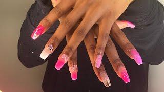 Pink Ombré Nails| Acrylic Nails| Mia Secret Dominique H