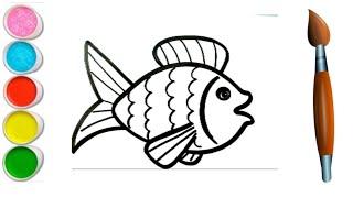 Cute Fish drawing for kids | How to draw Fish for kids | Toddlers Drawing | Kids Drawing #fish