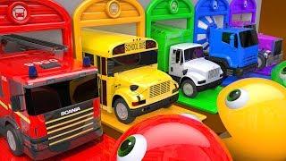 Learn Colors PACMAN VS Street Vehicle and Drop on Magic Liquids Farm Pretend Play for Kids