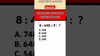 Analogy Question #reasoning #ssc #ytshorts #youtube #maths #trending #shortsfeed #shorts