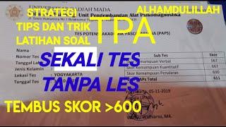 TRYOUT TPA (PAPS) + PEMBAHASAN SKOR 600+ SEKALI TES TANPA LES #TPA #PAPS #UGM #BAPPENAS