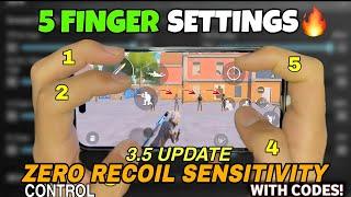 NEW BEST 5 FINGER PLAY + SENSITIVITY & CONTROL CODES 5 Finger Handcam | PUBG BGMI 3.5 UPDATE