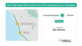 Route map for the proposed Semi High-Speed Rail from Thiruvananthapuram to Kasaragod.