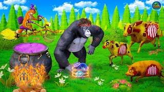 Zombie Farm Animals Farm Diorama - Gorilla & Witch Fox Saves Farm Animals from Zombie Attack Videos