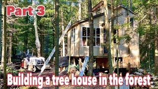 一個人開發建築三英畝度假屋之：Building a tree house in the forest #Part 3