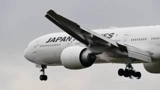 【4K】Dynamic!! Vapor landing Japan Airlines Boeing 777 300 JA739J