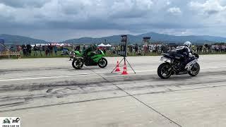 Yamaha R6 vs KAWASAKI NINJA ZX6R  motorcycle drag race 1/4 mile - 4K