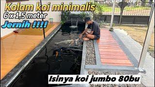 Review kolam koi minimalis indoor 6 x 1,5 meter jernih