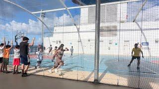 Girl plays soccer ️ on a cruise ship ️ with the boys