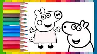 Drawing and Coloring Peppa pig   Drawings for Kids | How to draw