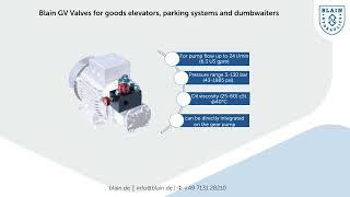 Blain GV Valves for goods elevators, parking systems and dumbwaiters