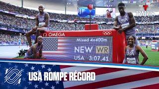 USA bate récord mundial en Atletismo 4x400 m mixto | Juegos Olímpicos París 2024