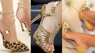 Women's Wedding High Heels Shoes*Gold Rhinestone bow sandals stiletto Heels Bridal sandals and Shoes