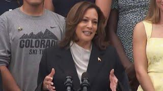 Kamala Harris delivers first public remarks since Joe Biden quit 2024 presidential race