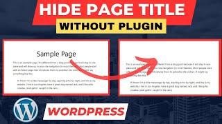 How to Hide Page Title in WordPress | Without Plugin | How to Remove Page Title  (2024) 