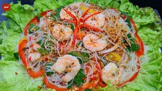 #ញាំមីសួរមុតឆ្ងាញ់ || Glass noodles salad || Khmer Fusion Food