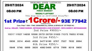 Dear Lottery Sambad 8pm Result 29.07.24 Nagaland State Lottery Result