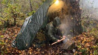 Survive in difficult conditions | 3 nights of camping in heavy RAIN | Shelter in a TENT