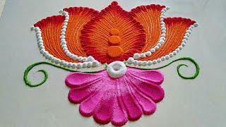 Beautiful multicoloured lotus flower rangoli design/ satisfying sand art/Sangita Rangoli