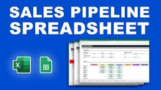 "Sales pipeline management" Excel template with dashboard, stages, forecast, tools, and analysis