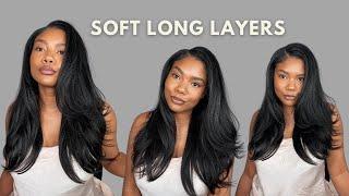 Long Layers & Big  Soft 90's Curls Ft Myfirstwig V Part Wig With Lace