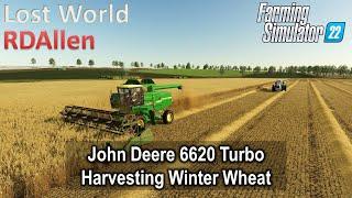 John Deere 6620 Turbo Harvesting Wheat | E65 Lost World | Farming Simulator 22