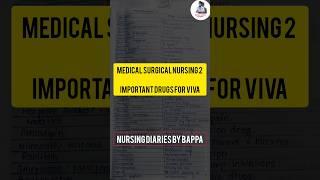 Medical Surgical Nursing Important Drug List Gnm Second Yr। #2024 #shorts #honeysingh