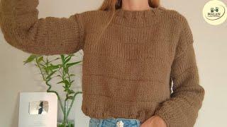 Sweater basico UNISEX. Cómo tejer jersey con detalle hermoso y súper fácil #tricot #tejido #knitting