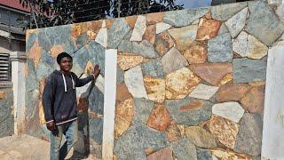 you don't need to plaster your building before fixing natural stones // Building in Ghana