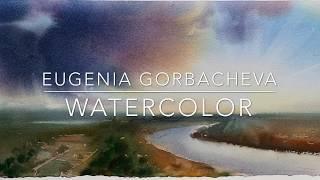 Painting Watercolor | Real-time process with comments | Landscape with river