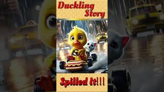 Cute duck and panda baby have an accident while driving a go kart丨CAT丨CUTECAT #duck #cartoon