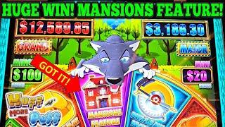 HUGE WIN! MANSIONS FEATURE ON HUFF N MORE PUFF SLOT | Las Vegas Slots #slots #casino #vegas