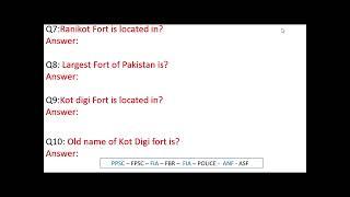 Forts of Pakistan || PPSC || MCQs About top 10 forts of Pakistan ppsc preparation with hammad