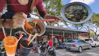 RM4.50叻沙猪肠酿豆腐菜汤红萝卜牛奶槟城当地街头美食档午餐 Penang Jalan Johor Local Street Food Stalls Lunch