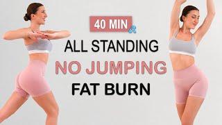 40 Min Intense Full Body Fat Burn | All Standing - No Jumping Workout | Sweaty HIIT, No Repeat