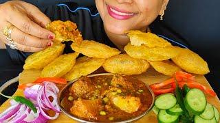 Eating Puri ( Luchi ) With Matar Aloo Dum | And Salad  #asmr #mukbang #foodie #eatingshow#bigbites