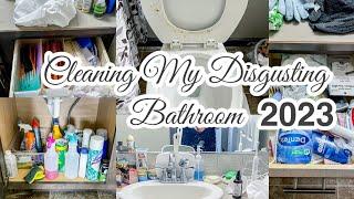 Cleaning My Disgusting Bathroom 2023 | Satisfying Bathroom Cleaning | At Home With Shaniqua