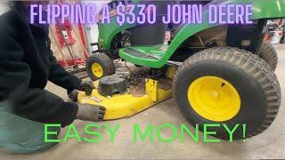 Flipping a $330 D120 John Deere Lawn Tractor. Restoration, fixing. How to fix & Sell