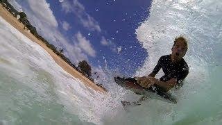 Sandy beach shorebreak wipeouts