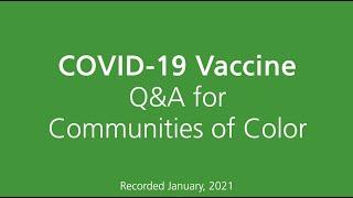 COVID-19 Vaccine Q&A for Communities of Color
