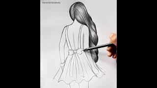 Girl from back side Drawing easy pencil sketch  