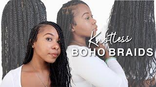 EASY Knotless Bohemian Goddess Braids Using Human Hair Tutorial *Crochet Method* | Beginner Friendly