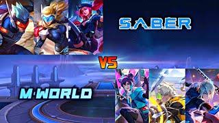 S.A.B.E.R VS M-WORLD 1 VS 1 FIGHT | MOBILE LEGENDS SABER VS M-WORLD FIGHT